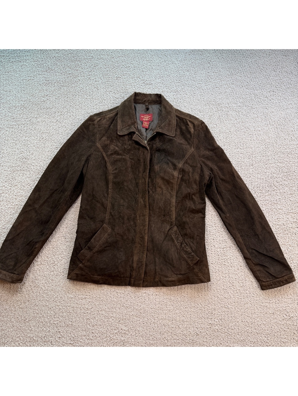 Eddie Bauer Seattle Suede Genuine Leather Jacket Women’s L Brown Y2K